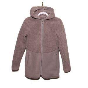 Fila Gray Sherpa Fleece Hoodie Jacket Size Small